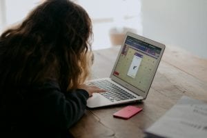 child working at computer