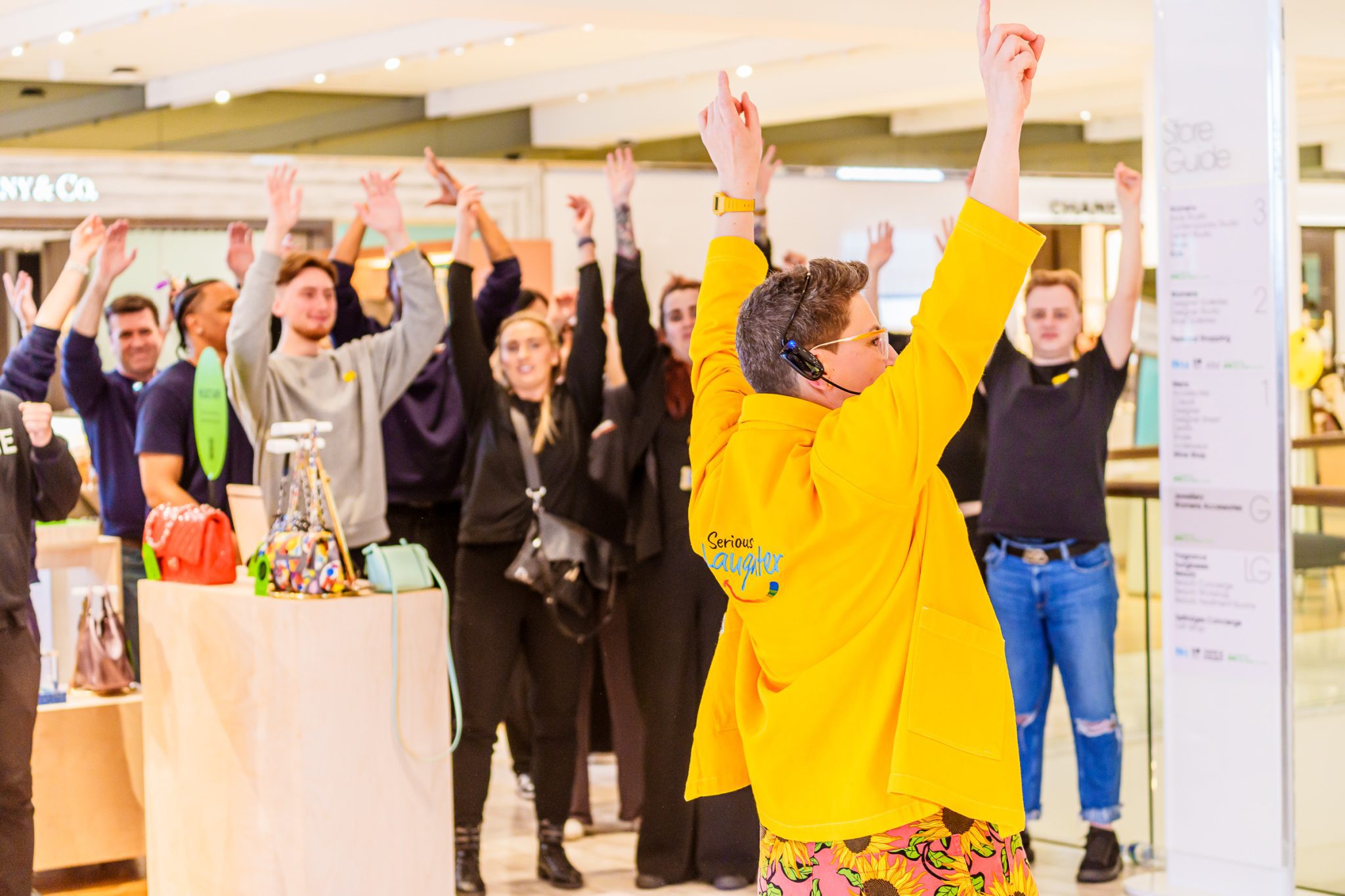 Corporate Laughter Yoga session at Selfridges