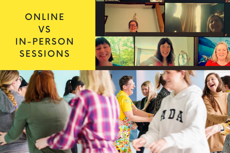 Difference between online and in-person laughter sessions